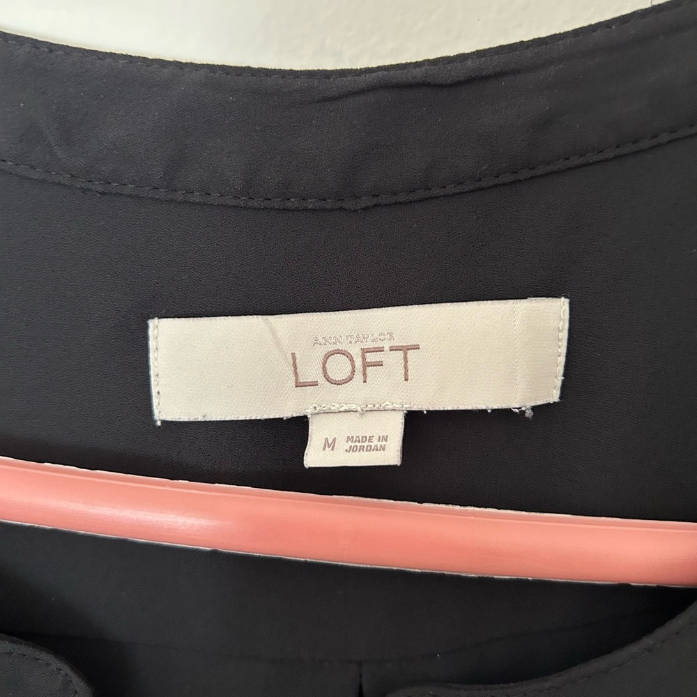 LOFT Black Sleeveless Henley-Style Camisole - Picture 2 of 5